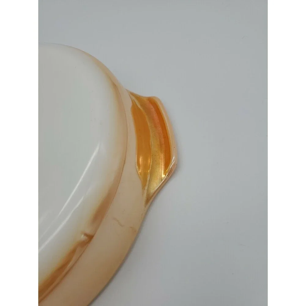 Vintage Anchor Hocking Fire King Peach Luster 9 Inch Round Baking Dish